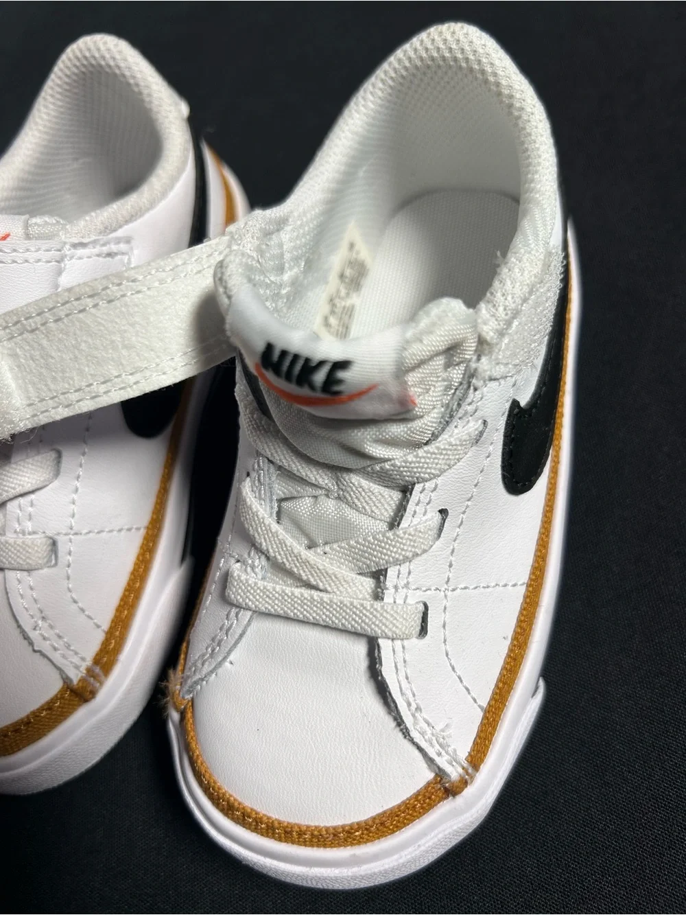 NWOB Nike Court Legacy Toddler Size 7C White Desert Ochre Brown Sneakers Leather
